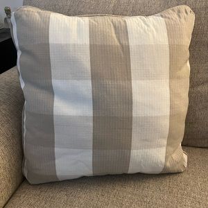 3 beige plaid throw pillows